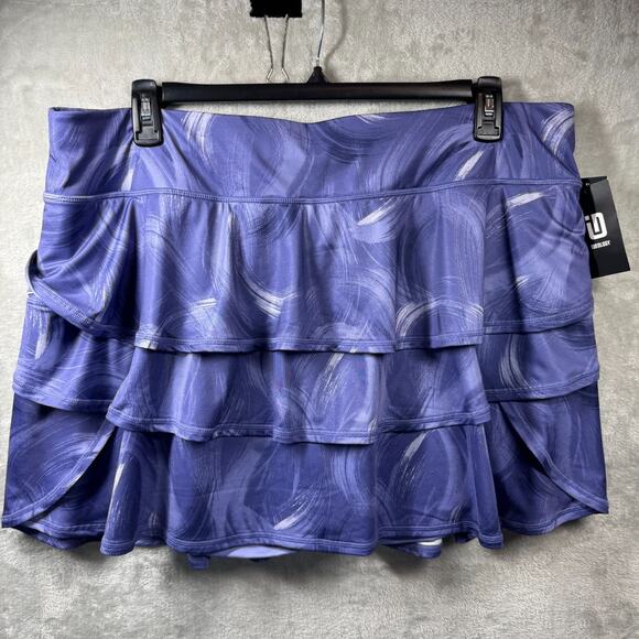 ID Ideology NEW Womens Skort Plus 2X Flouncy Tiered Purple Dye Pull On Stretch - Picture 1 of 12